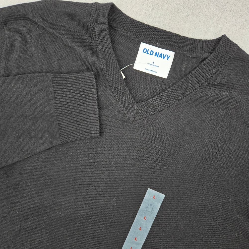 Old Navy Mens New L Black V-Neck Sweater Dark Academia Minimalist Business Casua